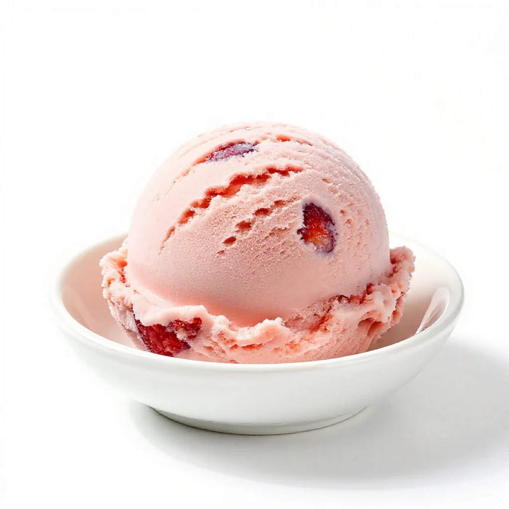 Strawberry ice cream isolated on a white background