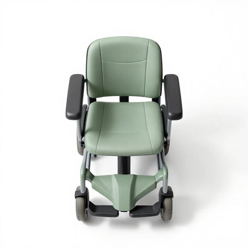 Motorized wheelchair isolated on a white background