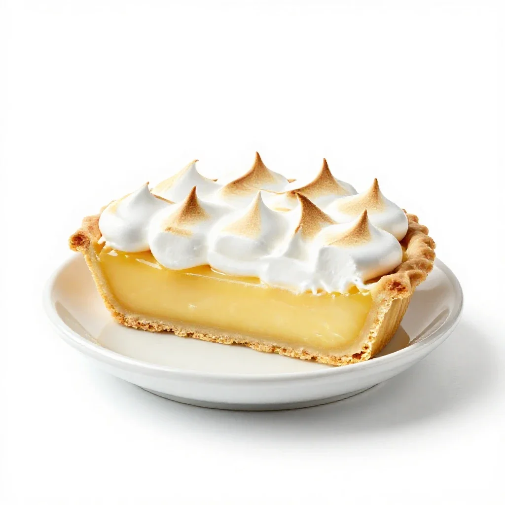 Lemon meringue pie isolated on a white background