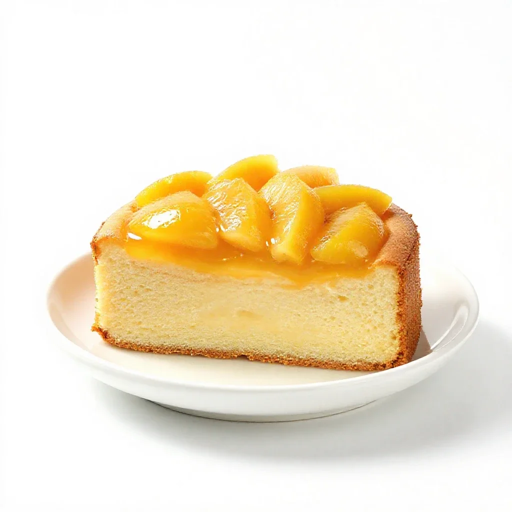 Upside-down cake isolated on a white background