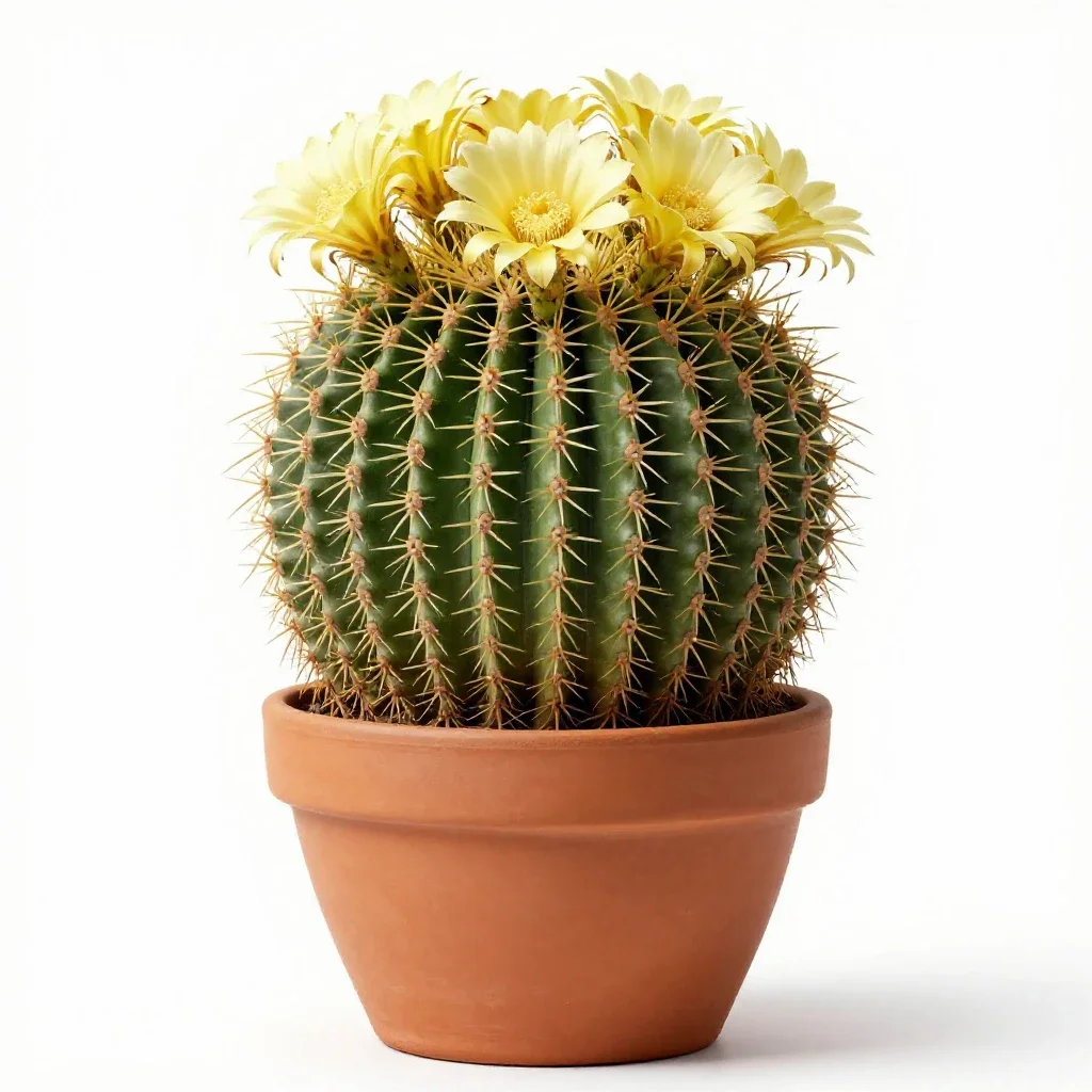 Golden barrel cactus isolated on a white background