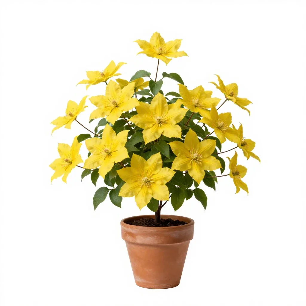 Golden clematis isolated on a white background
