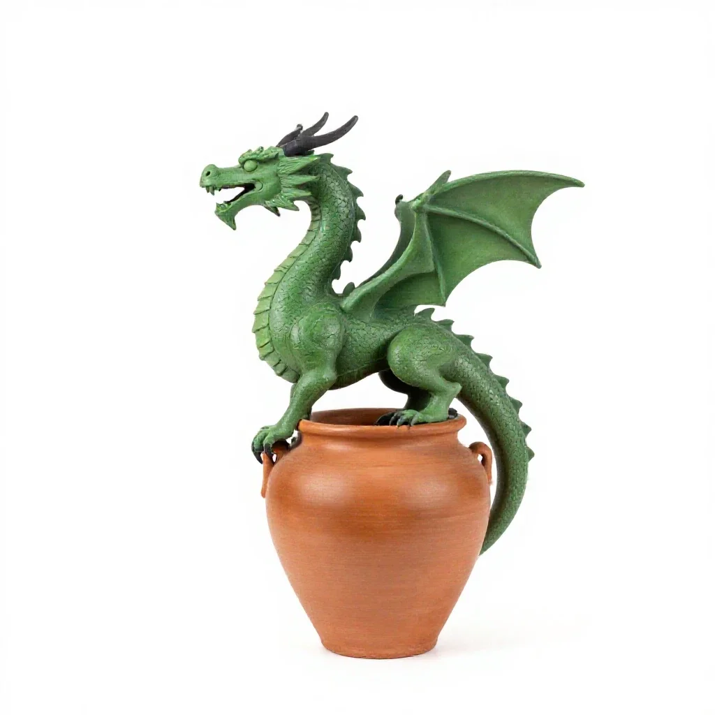 Green dragon isolated on a white background