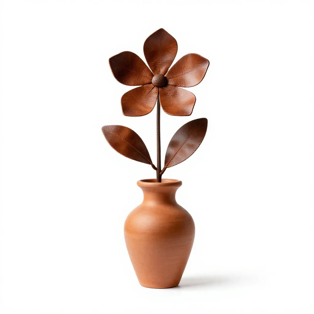 Leather flower isolated on a white background