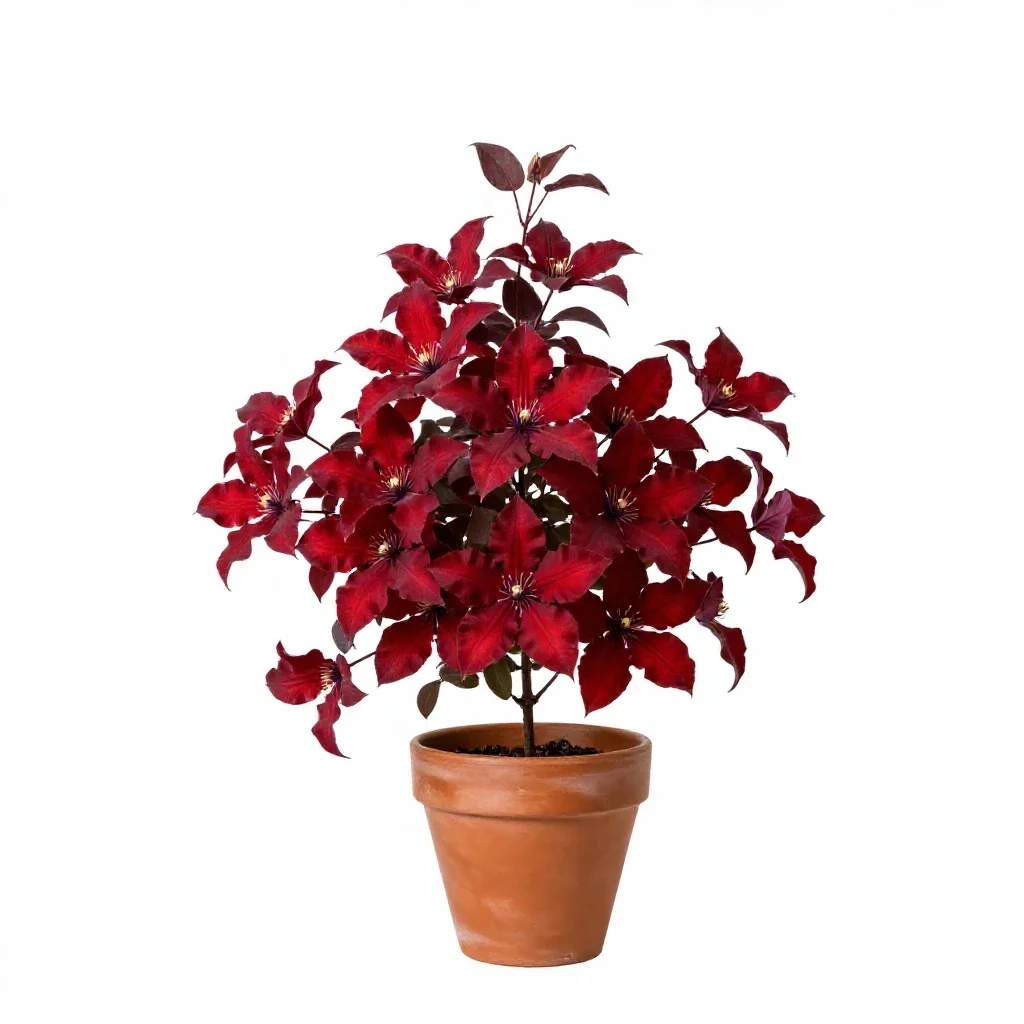 Scarlet clematis isolated on a white background