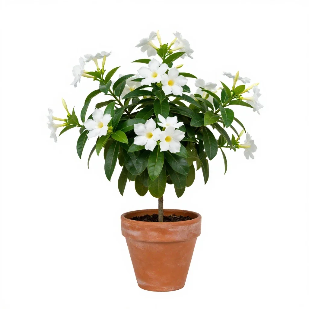 White dipladenia isolated on a white background