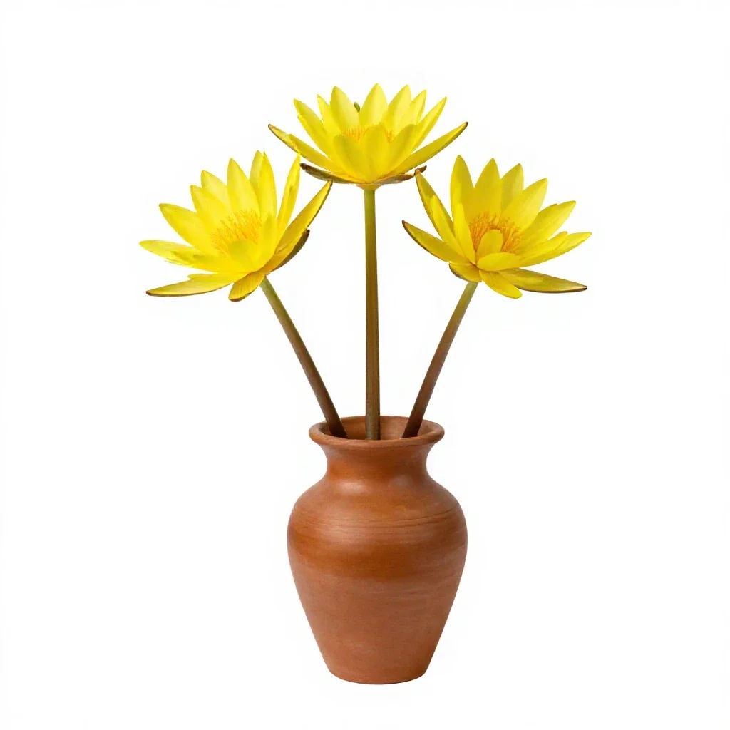 Yellow water lily isolated on a white background