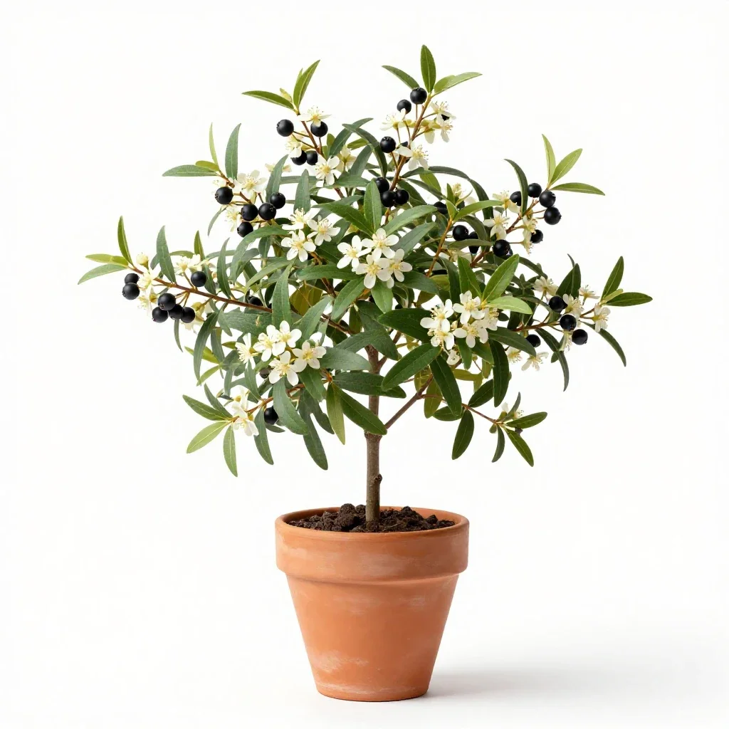 Common myrtle isolated on a white background
