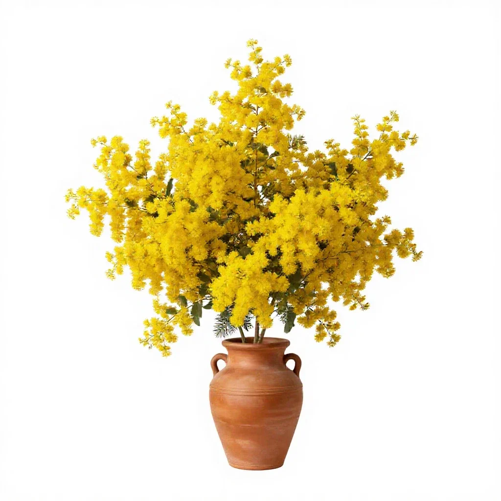 Golden wattle isolated on a white background