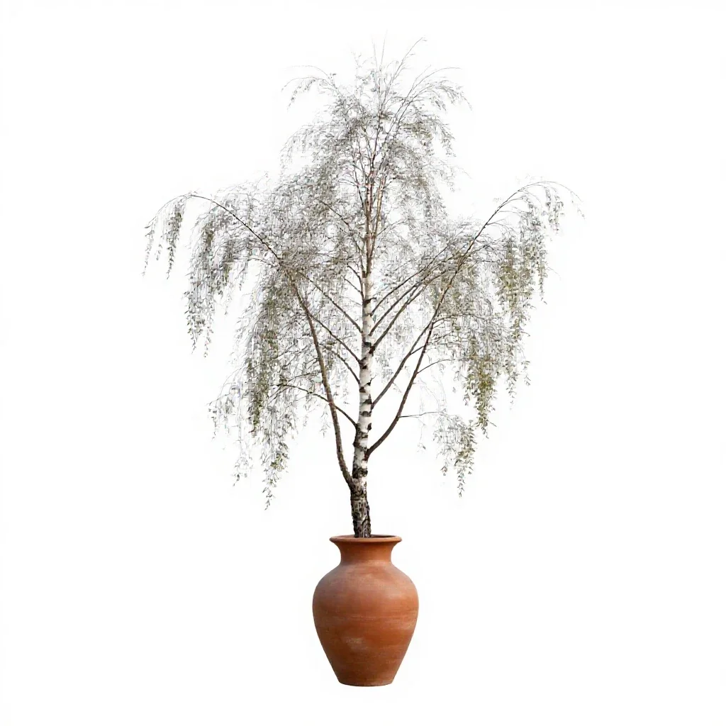 Grey birch isolated on a white background