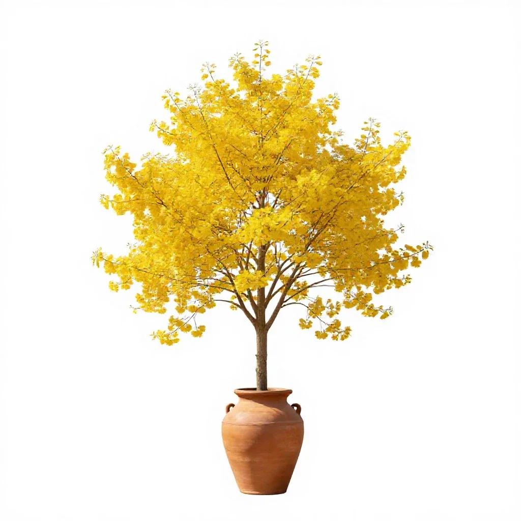 Gymnospermous yellowwood isolated on a white background