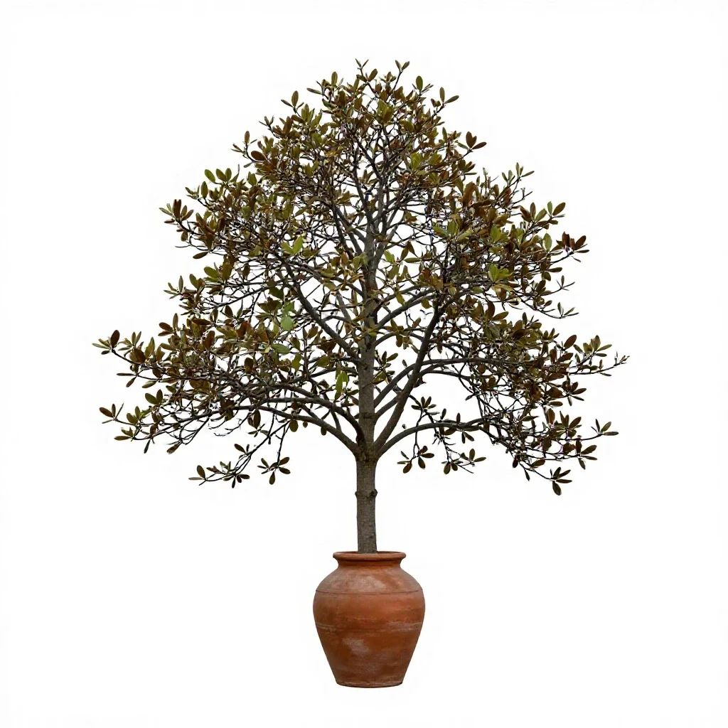 Large-leaved magnolia isolated on a white background