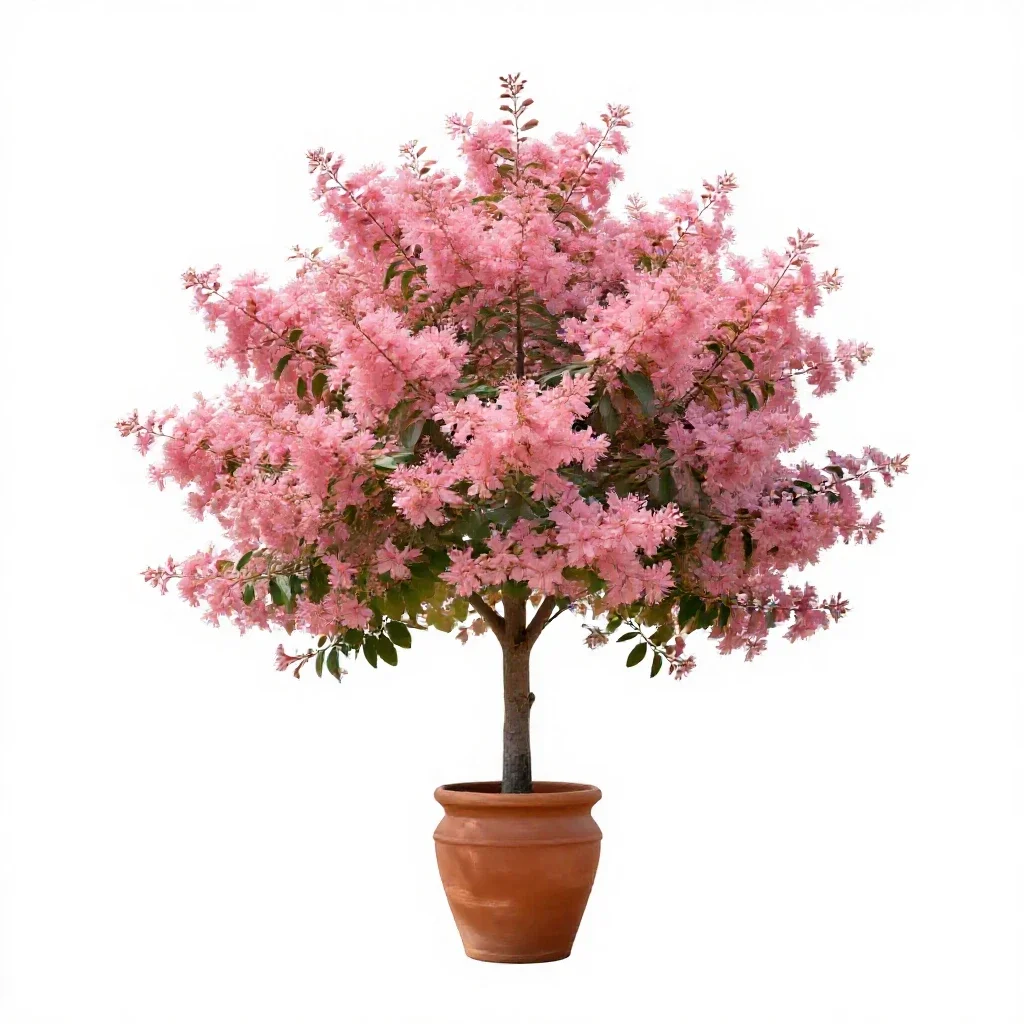 Pink shower isolated on a white background