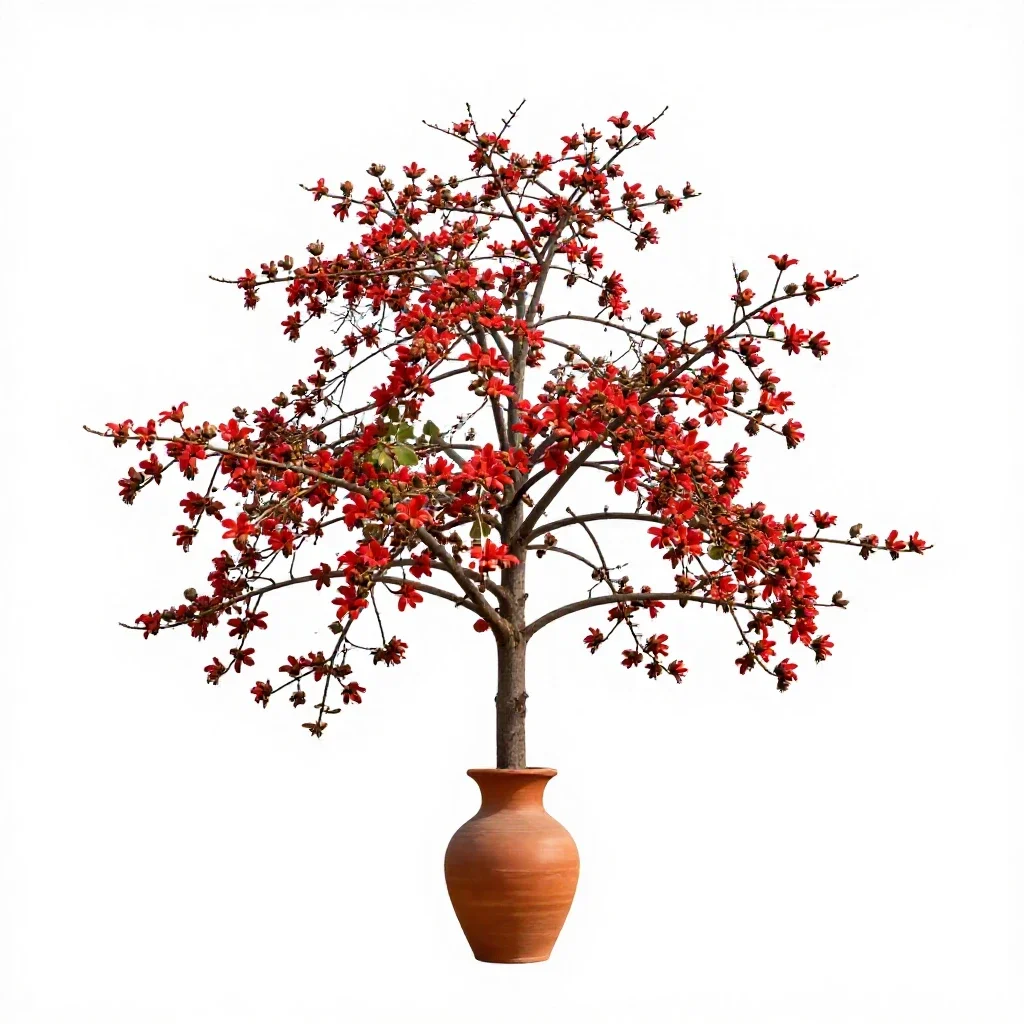 Red silk-cotton tree isolated on a white background