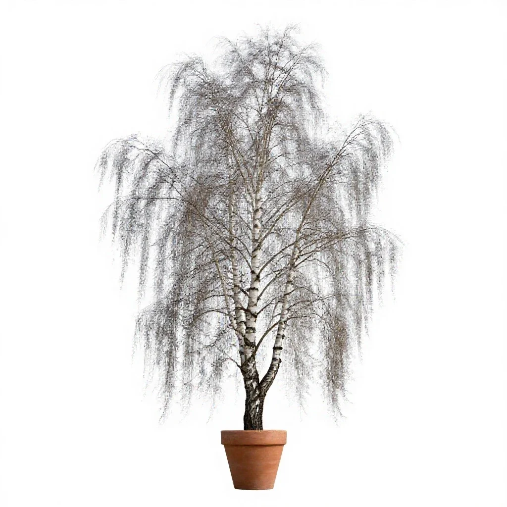 Silver birch isolated on a white background
