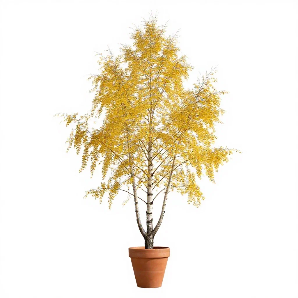 Yellow birch isolated on a white background