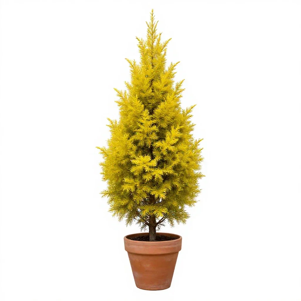 Yellow cypress isolated on a white background
