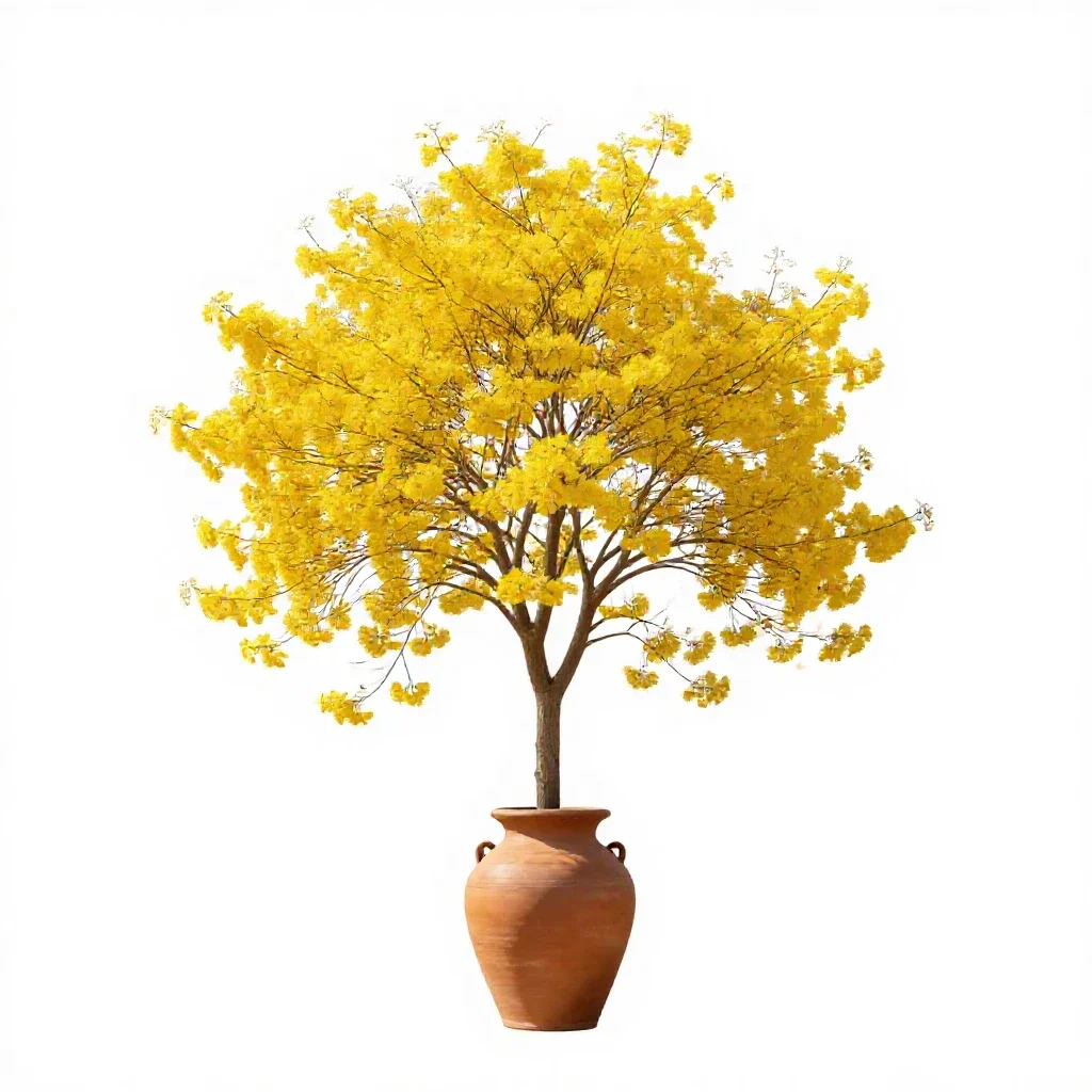 Angiospermous yellowwood isolated on a white background
