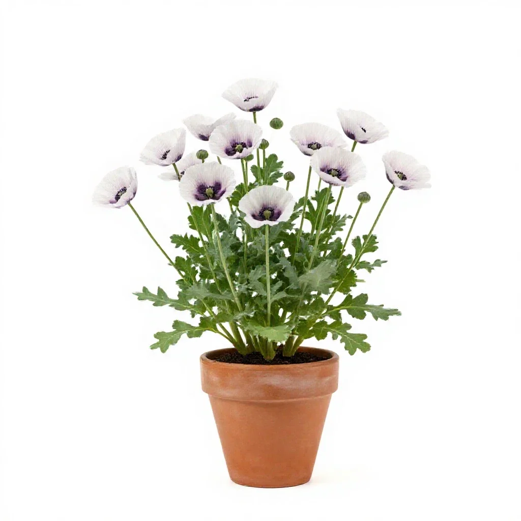 Clustered poppy mallow isolated on a white background