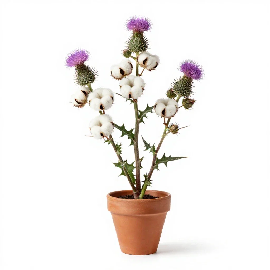 Cotton thistle isolated on a white background