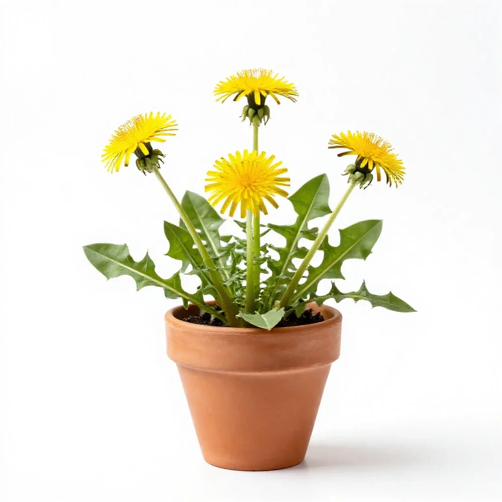 Dwarf dandelion isolated on a white background