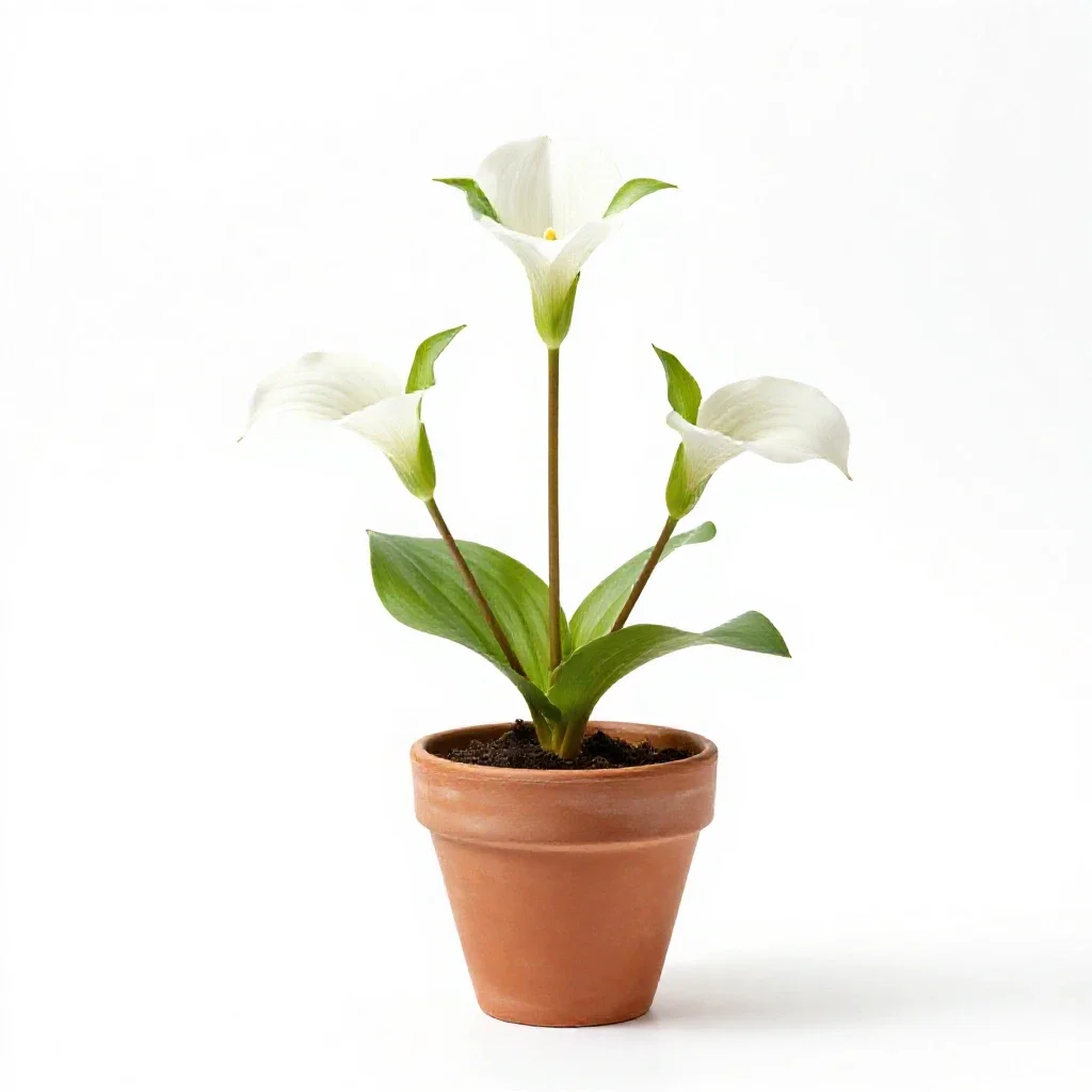 Dwarf-white trillium isolated on a white background