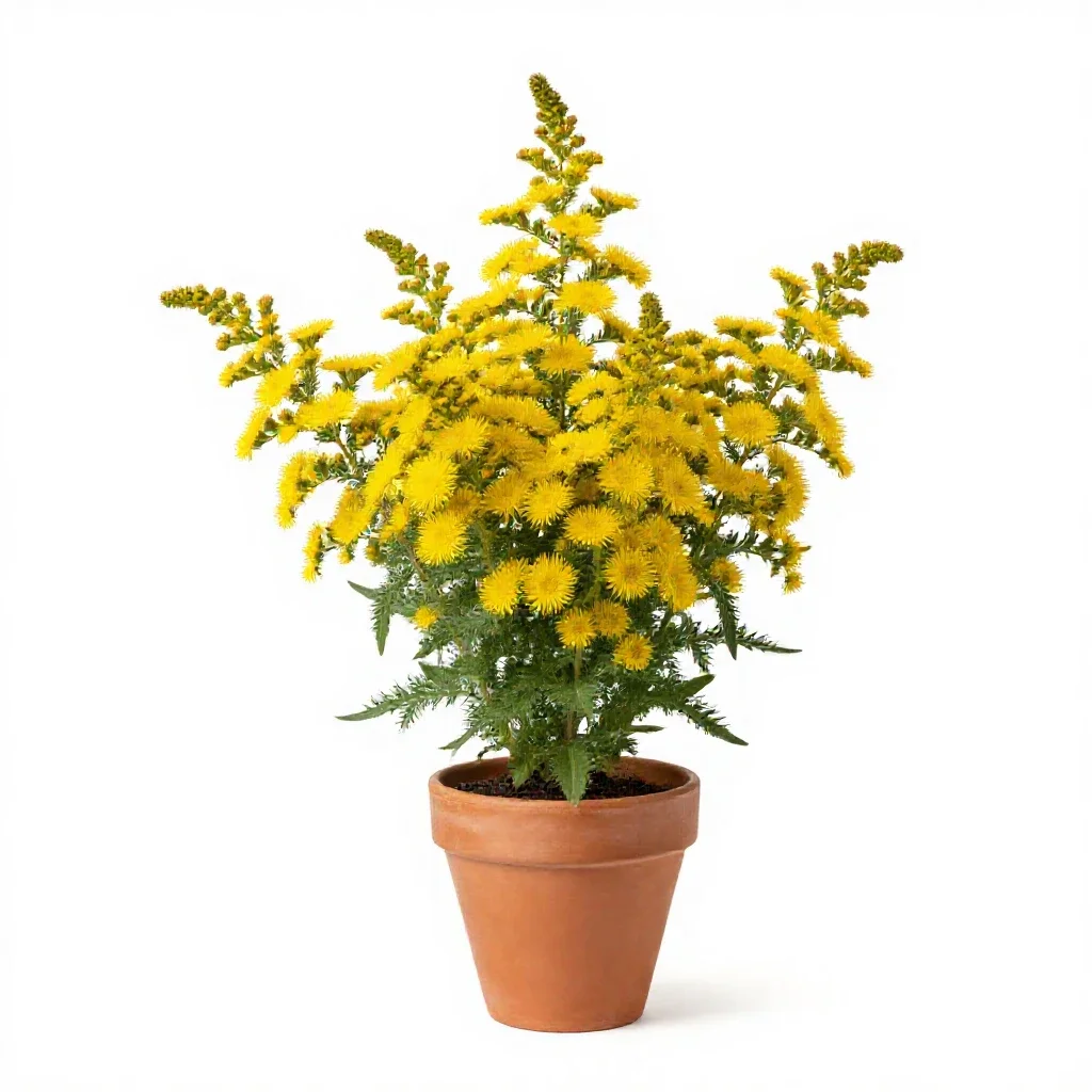 Hairy golden aster isolated on a white background