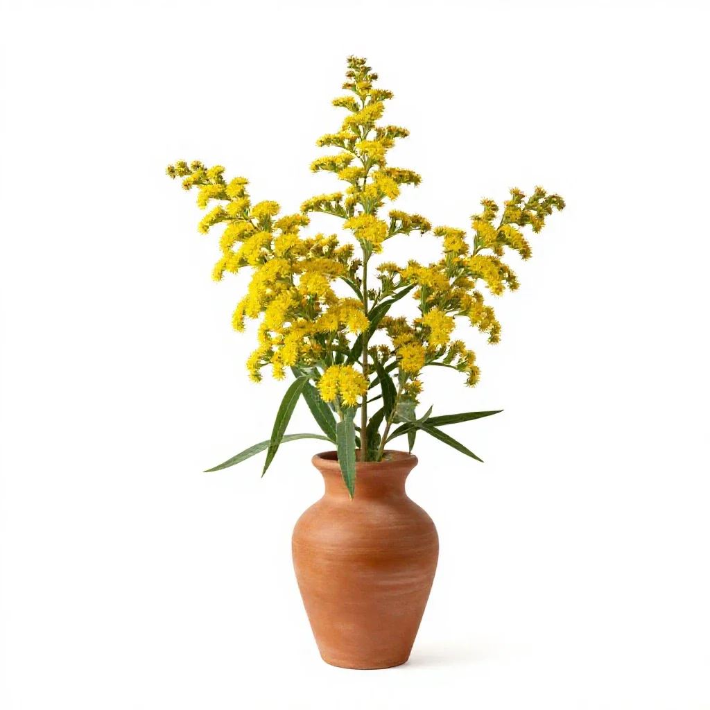 Rough-stemmed goldenrod isolated on a white background