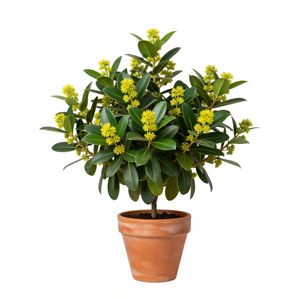 Spurge laurel isolated on a white background