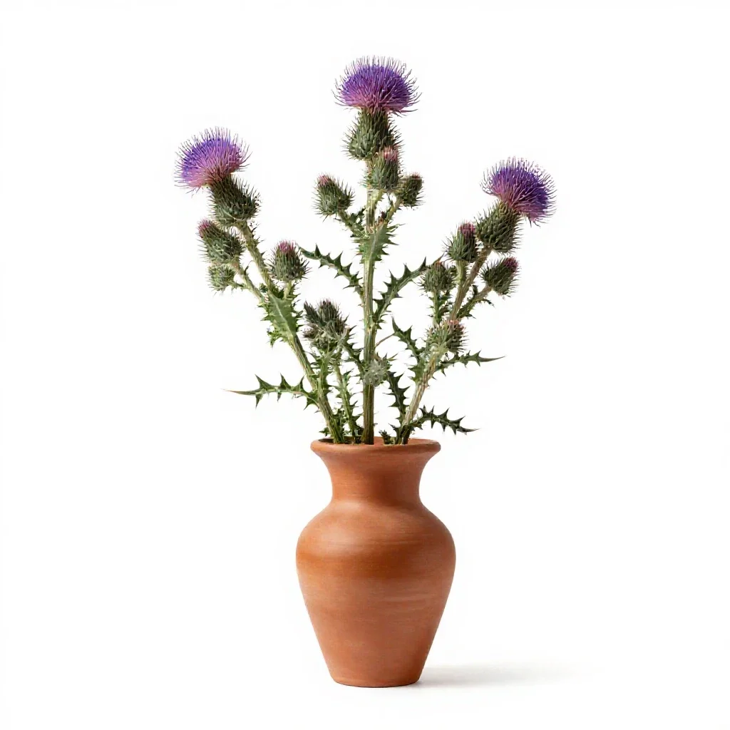 Welted thistle isolated on a white background