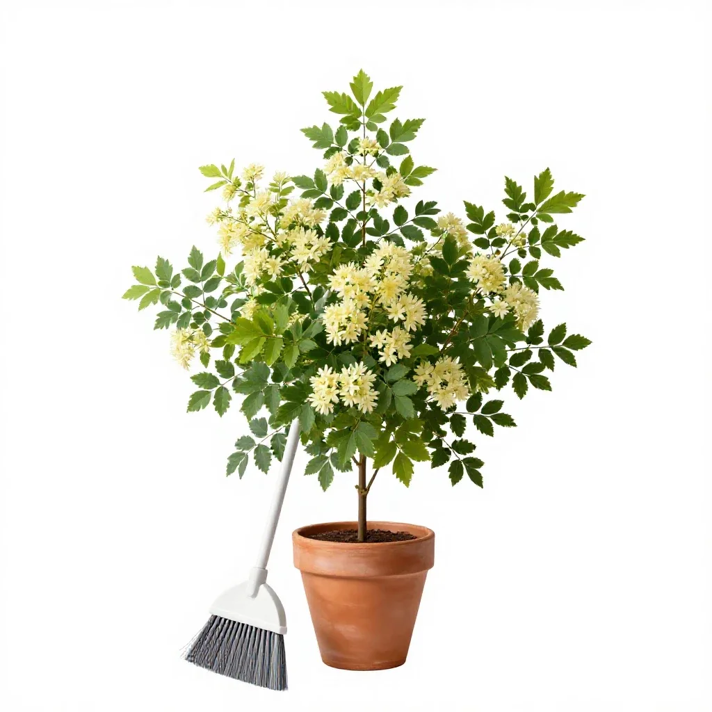 White broom isolated on a white background