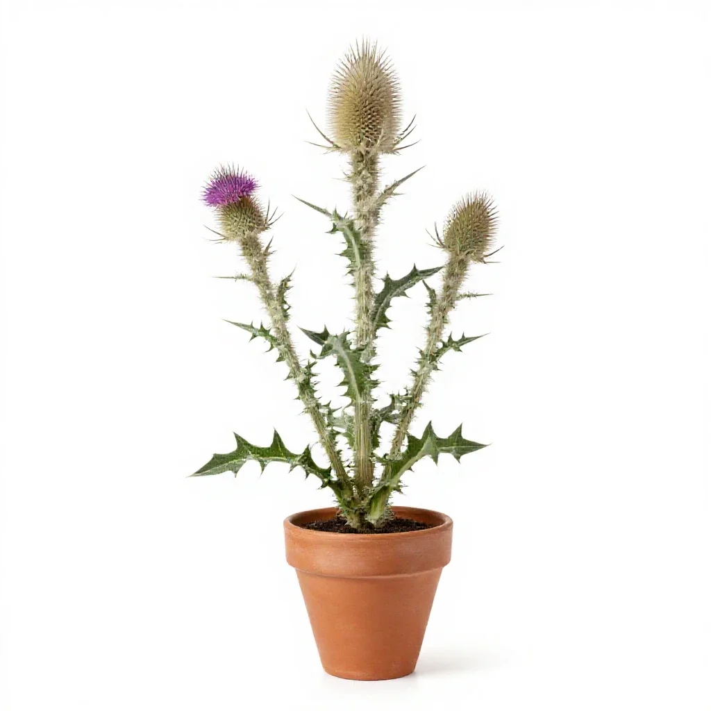 Woolly thistle isolated on a white background