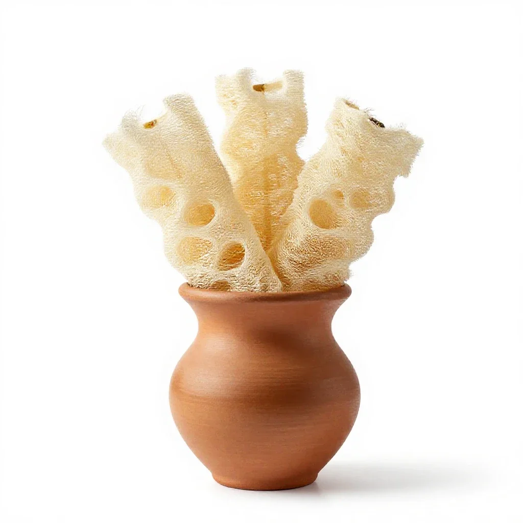 Angled loofah isolated on a white background