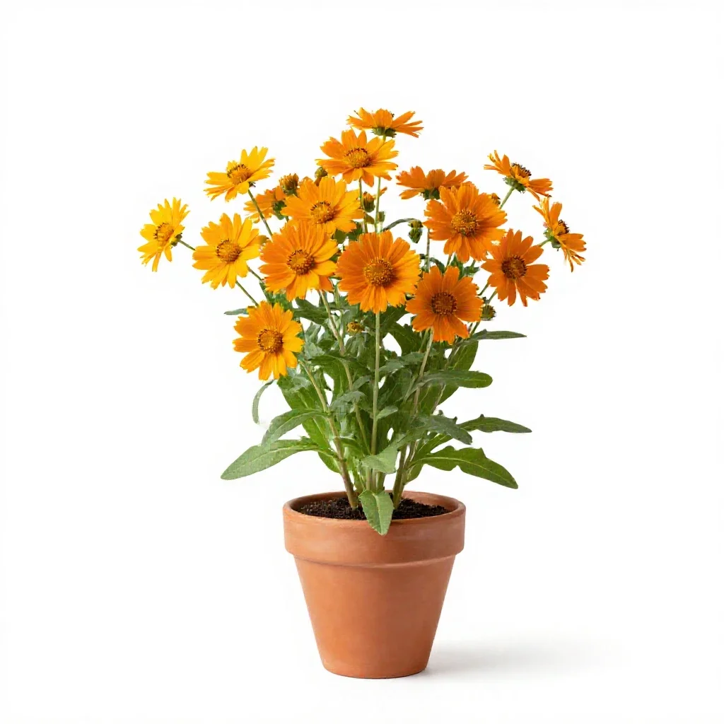 Orange sneezeweed isolated on a white background