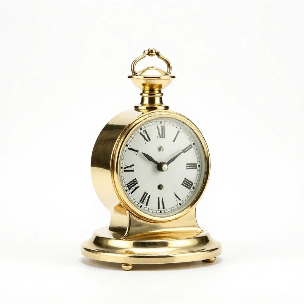 Brass carriage clock isolated on a white background