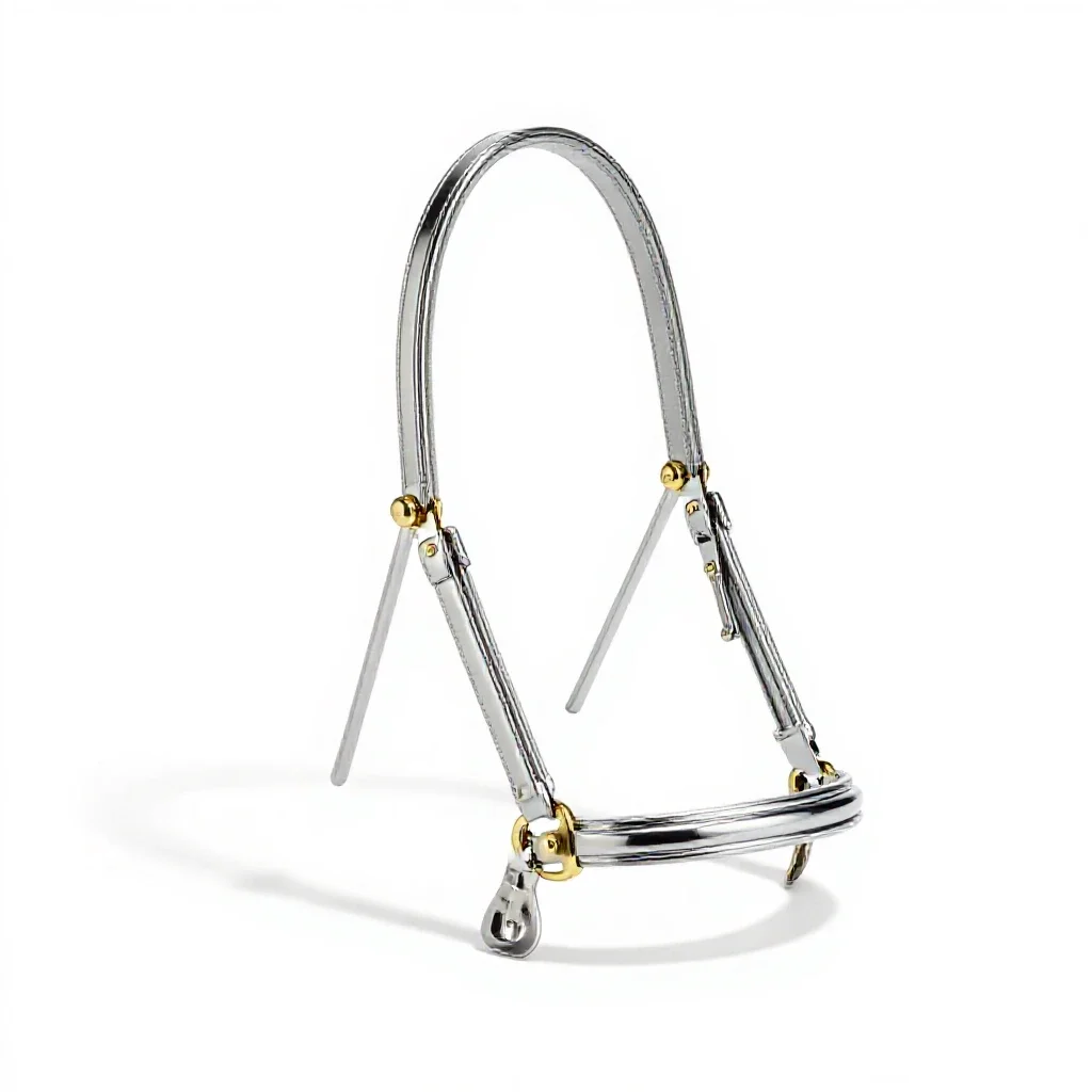 Bridle with brass fittings isolated on a white background