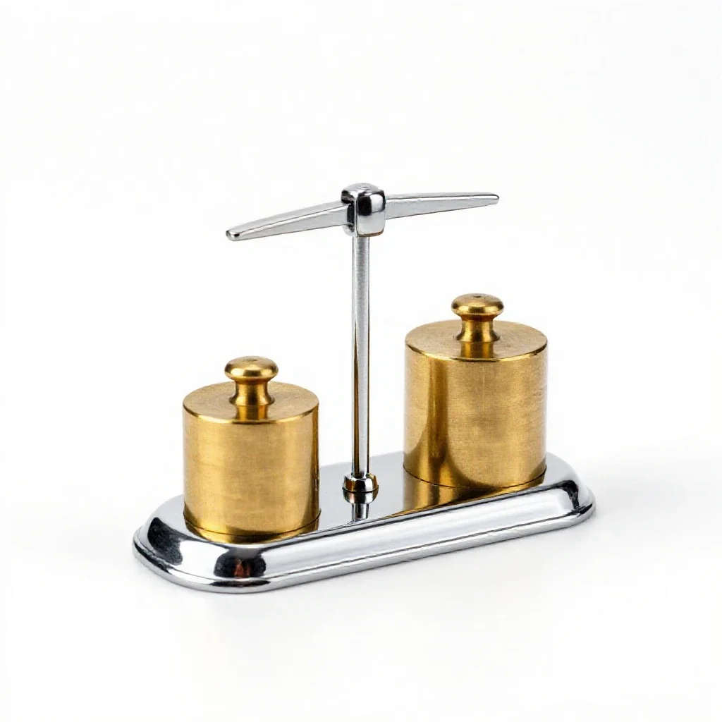 Scale with brass weights isolated on a white background