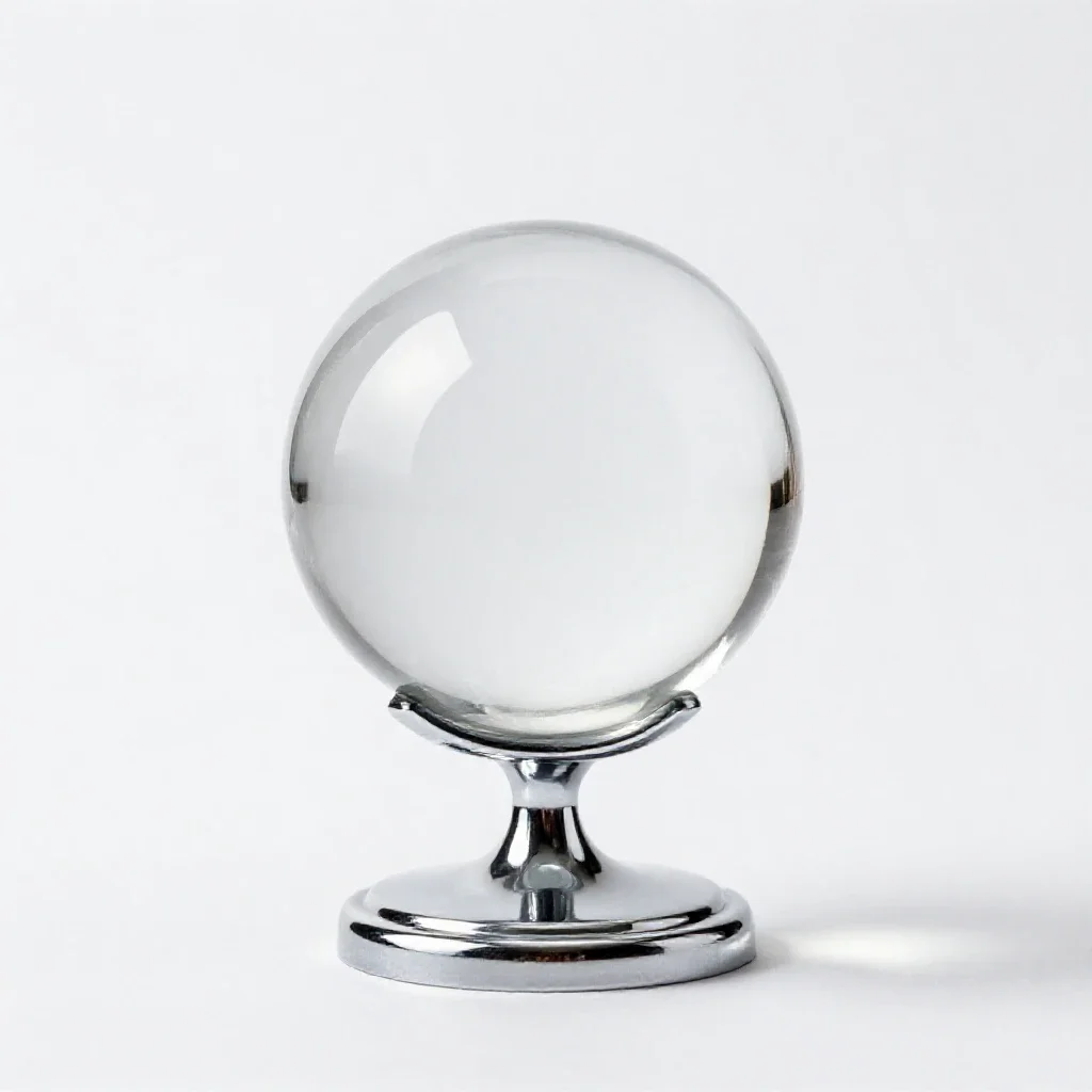 Crystal ball on a stand isolated on a white background