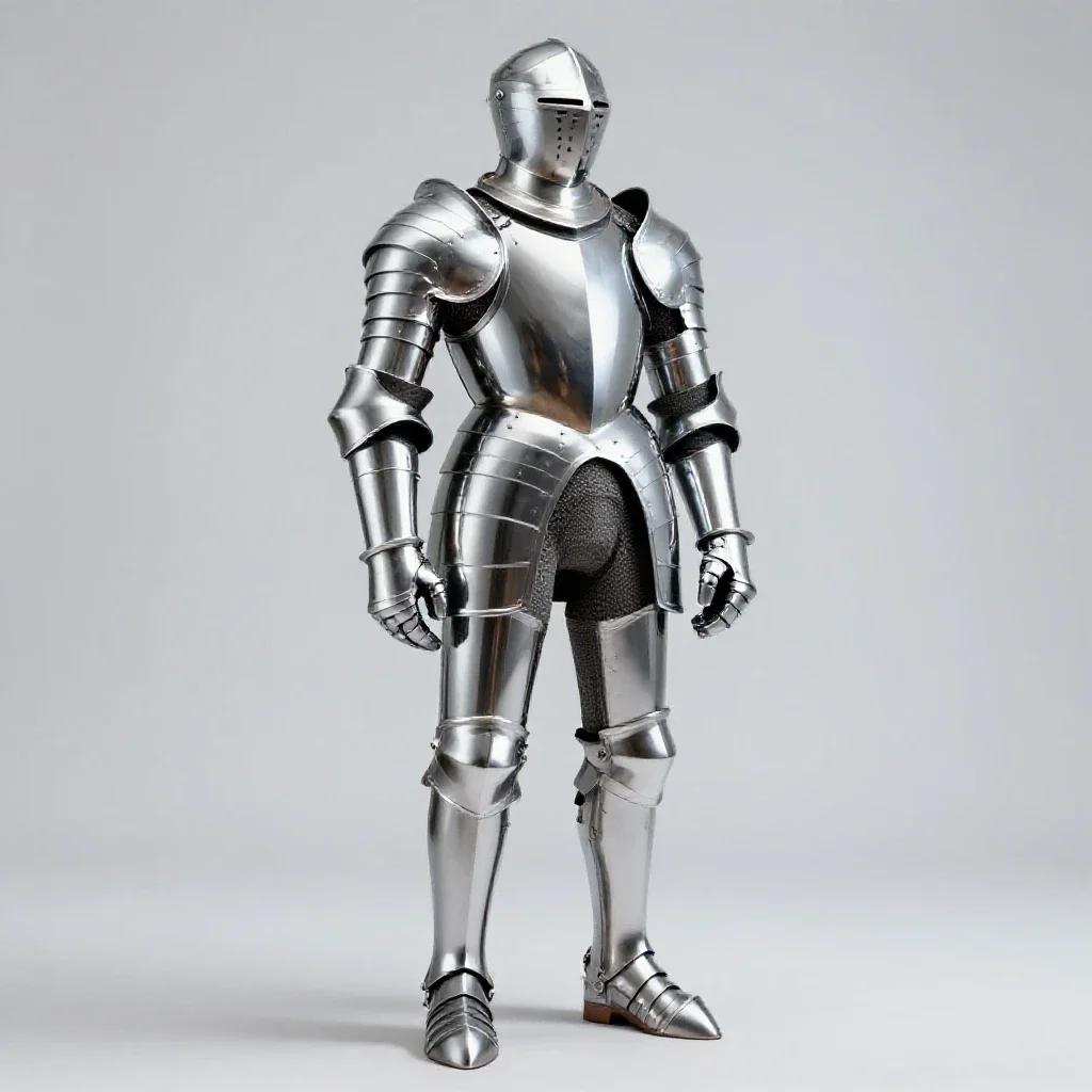 Suit of plate armour isolated on a white background