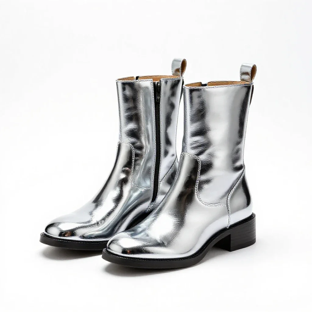 Pair of leather boots isolated on a white background