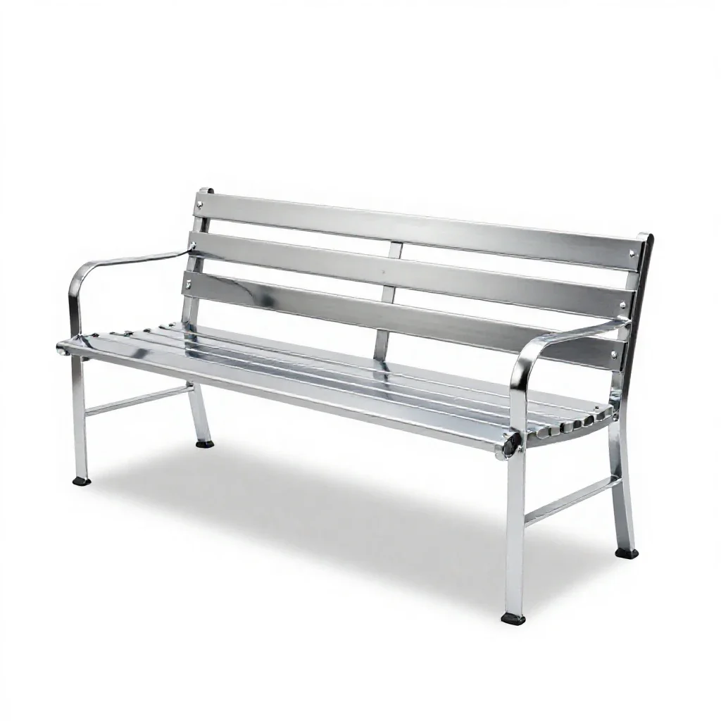 Garden bench with slats isolated on a white background