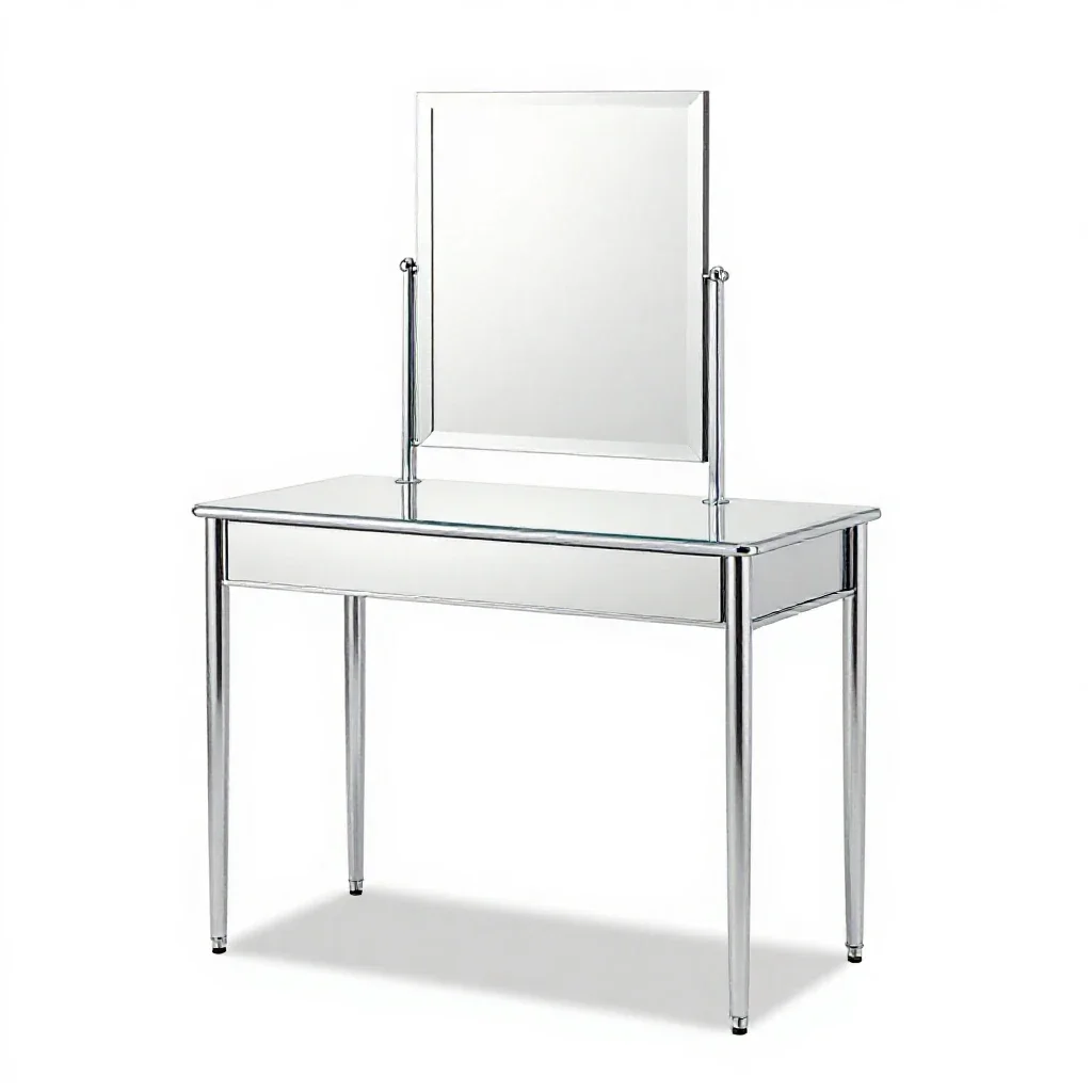 Vanity table with a mirror isolated on a white background