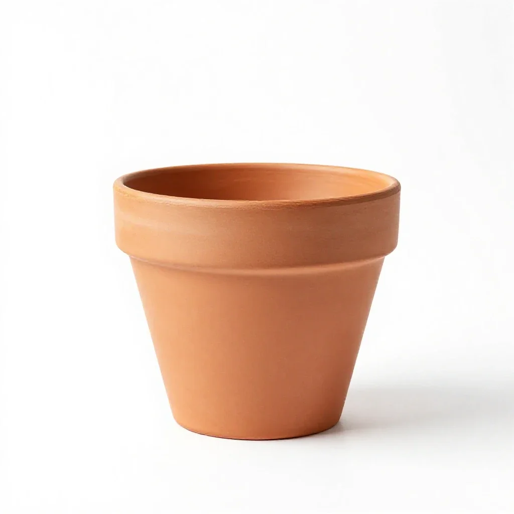 Terracotta plant pot isolated on a white background