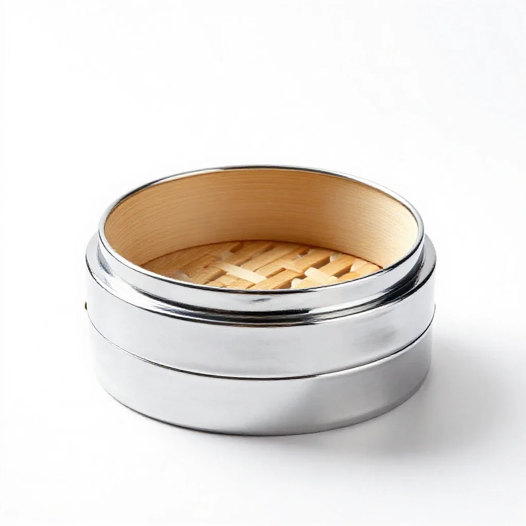 Bamboo steamer basket isolated on a white background