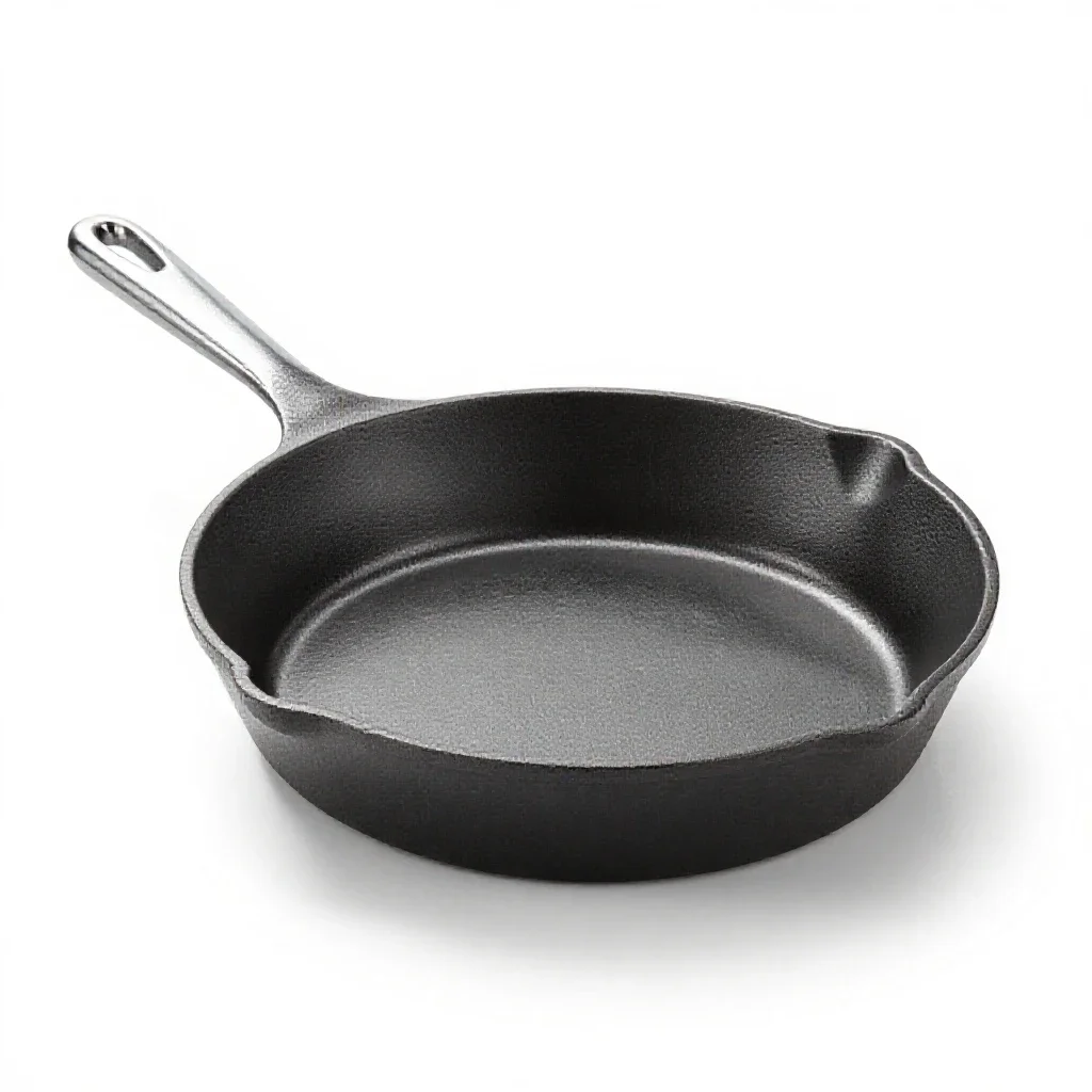 Cast iron skillet isolated on a white background