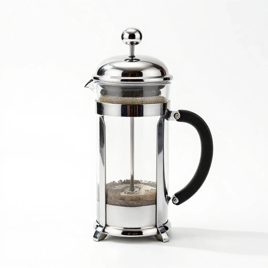 French press coffee maker isolated on a white background