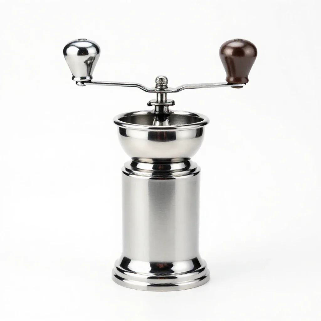 Hand-crank coffee grinder isolated on a white background
