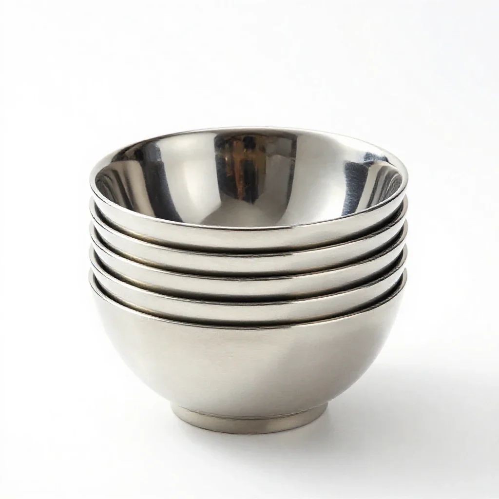 Stack of nesting mixing bowls isolated on a white background