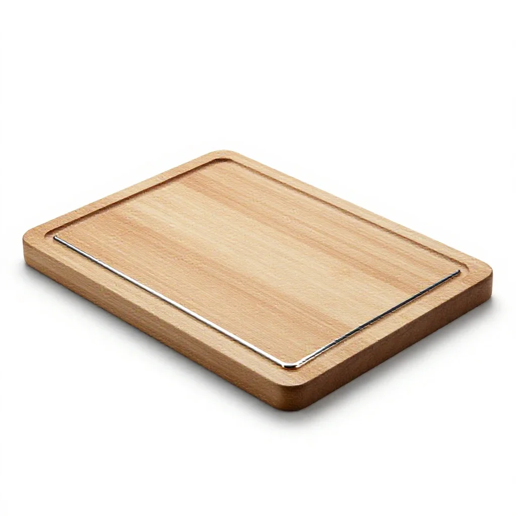 Wooden cutting board with a juice groove isolated on a white background