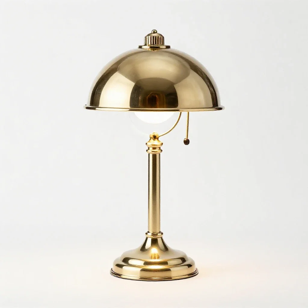 Brass banker's lamp isolated on a white background